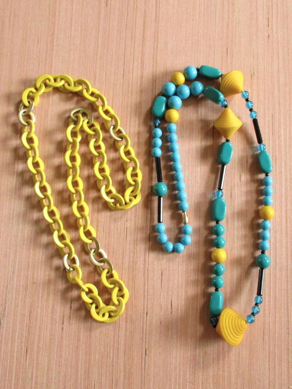 Jewelry Lot – J.Crew Yellow Chain + Vintage Boho Beaded Necklace